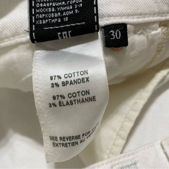 7FAM High Rise Paperbag Optic White Straight Leg Jeans NWOT - Picture 15 of 16